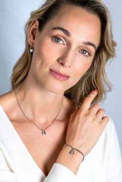 ZINZI zilveren gourmet armband met trendy slotje als bedeltje 16,5-19,5cm ZIA2354