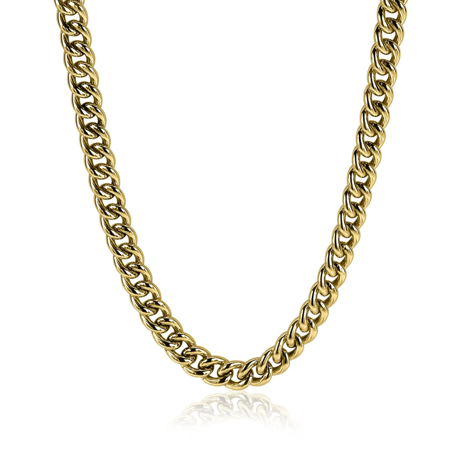 ZINZI zilveren gourmet collier geel verguld 45cm ZIC1056G