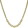 ZINZI zilveren gourmet collier 14K geel verguld grove ovale schakels witte zirconia 45cm ZIC2203Y