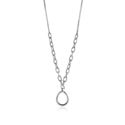 ZINZI zilveren gourmet collier met grotere ovale schakels en grote ovale hanger 40-45cm ZIC2481