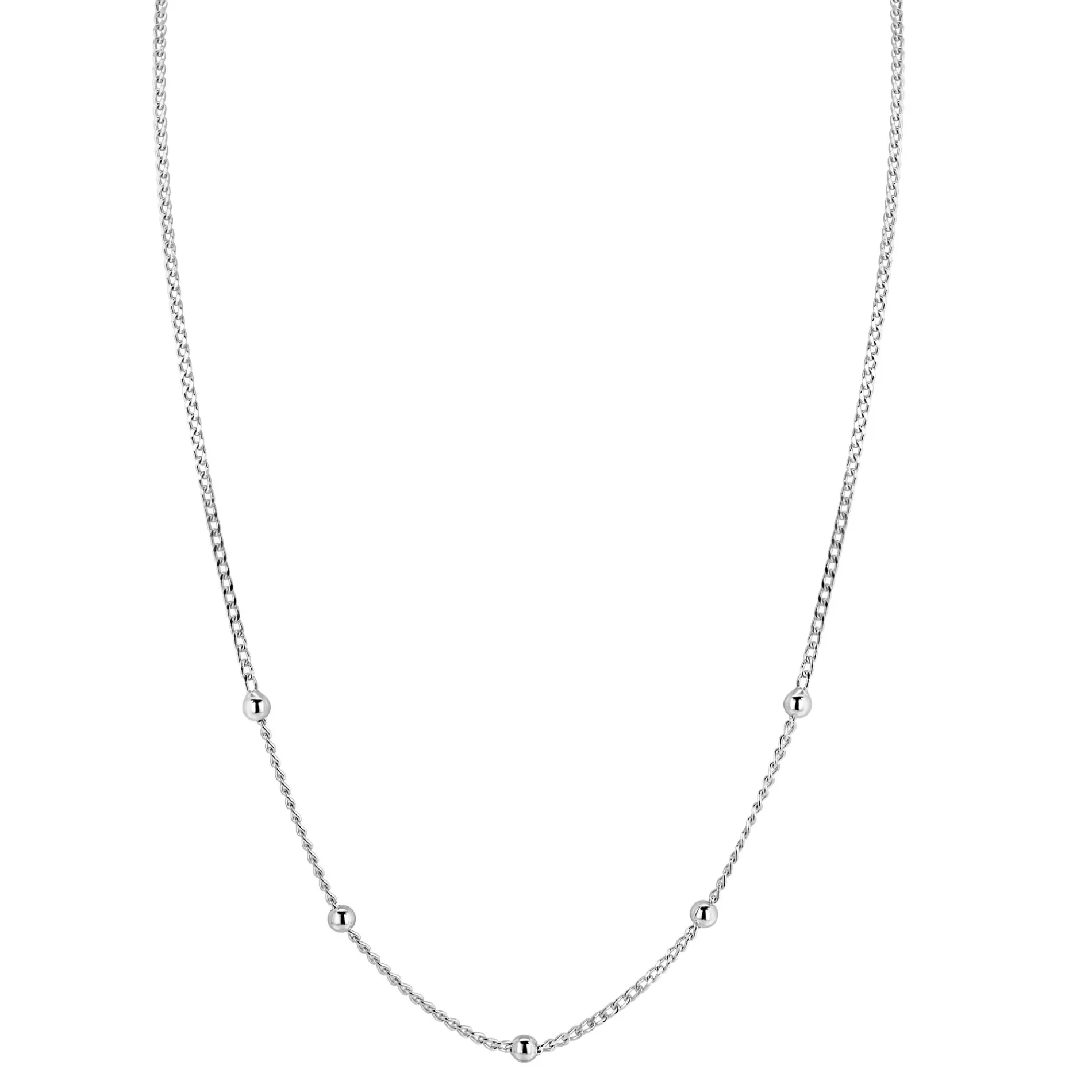 ZINZI zilveren gourmet ketting met vijf bolletjes 42–45cm ZIC2714