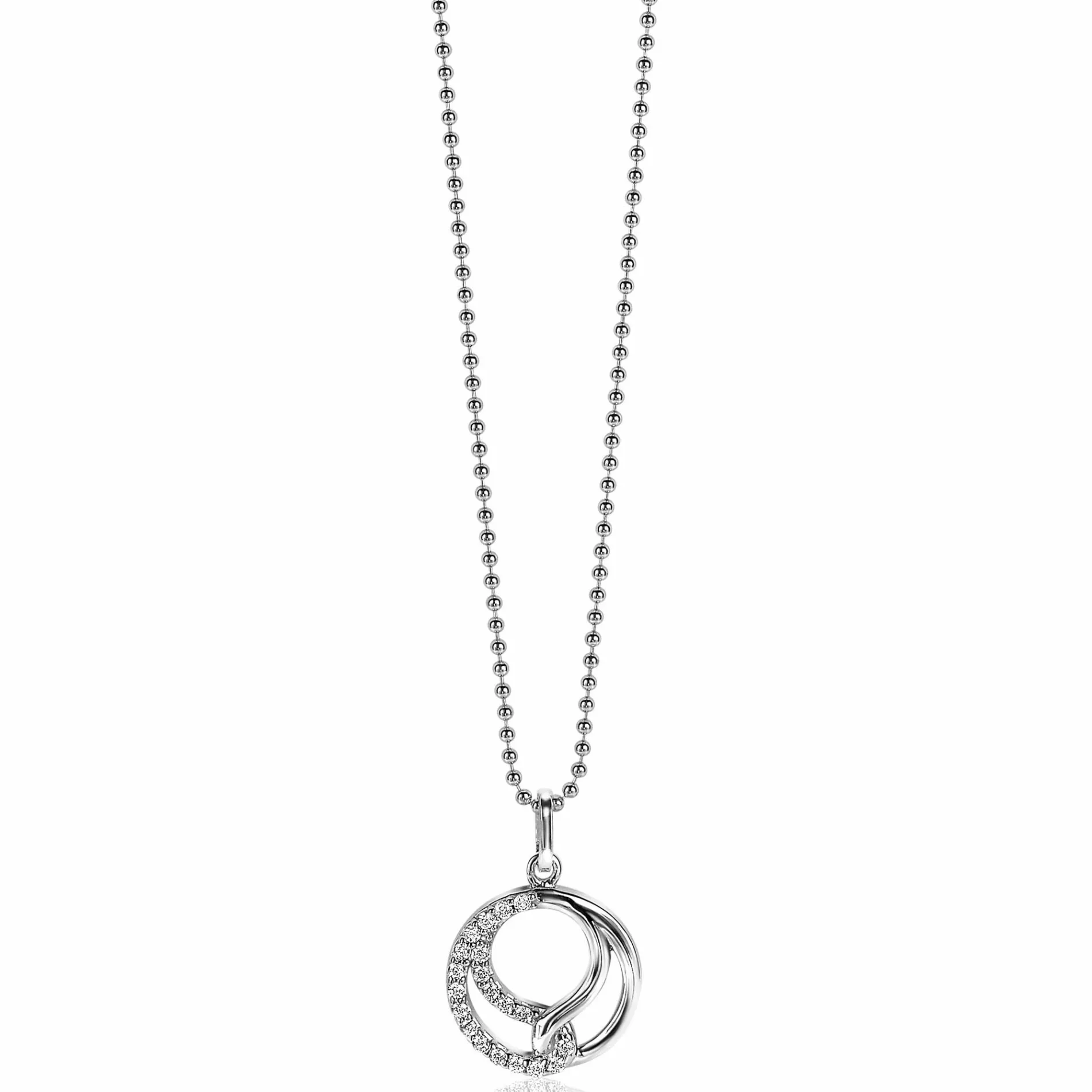 ZINZI zilveren hanger 15 mm, symboliseert verbondenheid, witte zirconia's ZIH2119S (zonder collier)