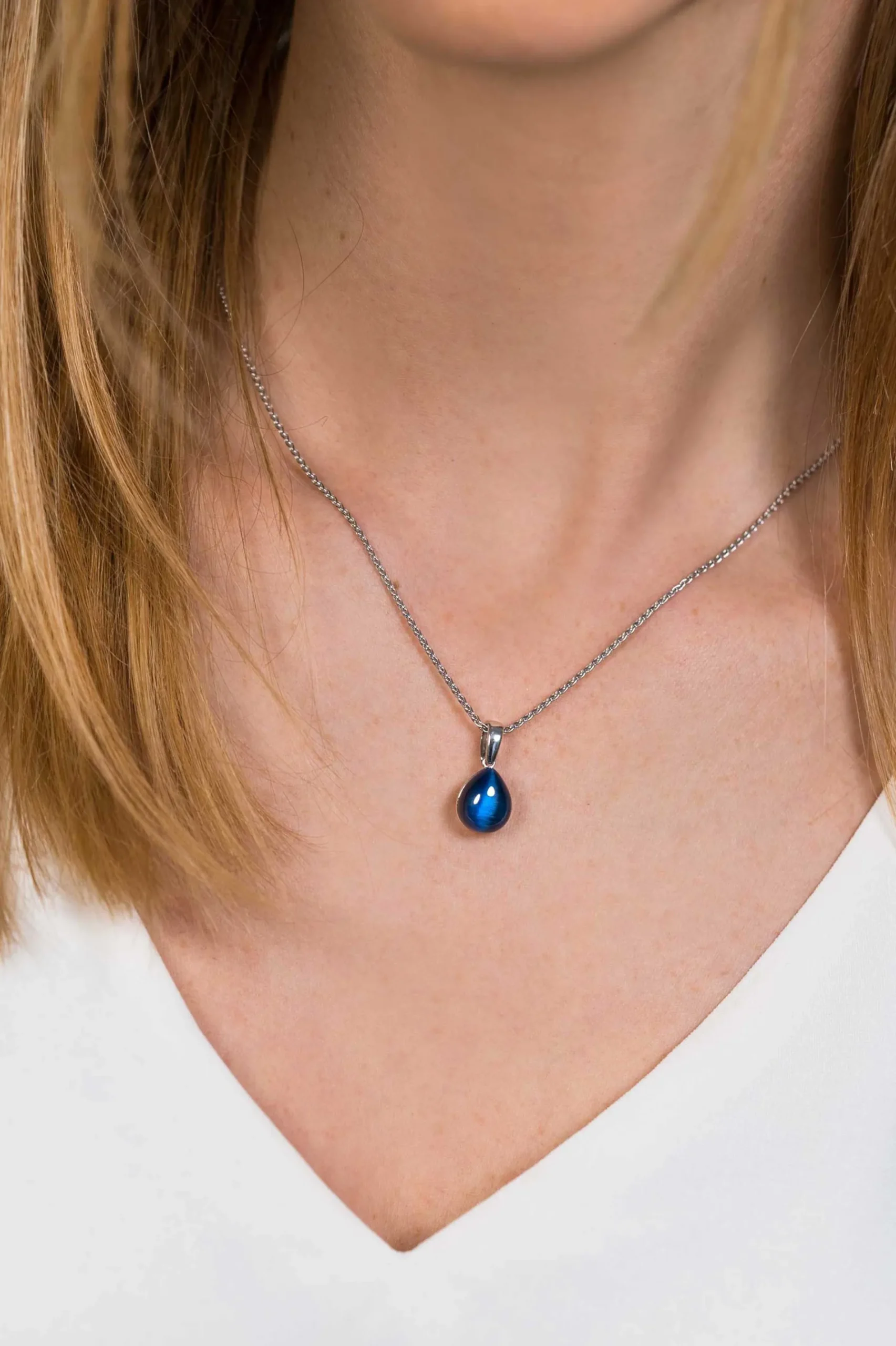 ZINZI zilveren hanger blauw peervorm 20mm ZIH1934B (zonder collier)