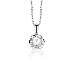 ZINZI zilveren hanger bloem wit ZIH1601 (zonder collier)