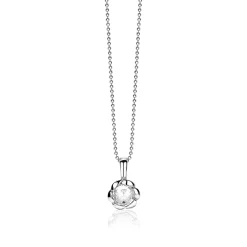 ZINZI zilveren hanger bloem wit ZIH1601 (zonder collier)