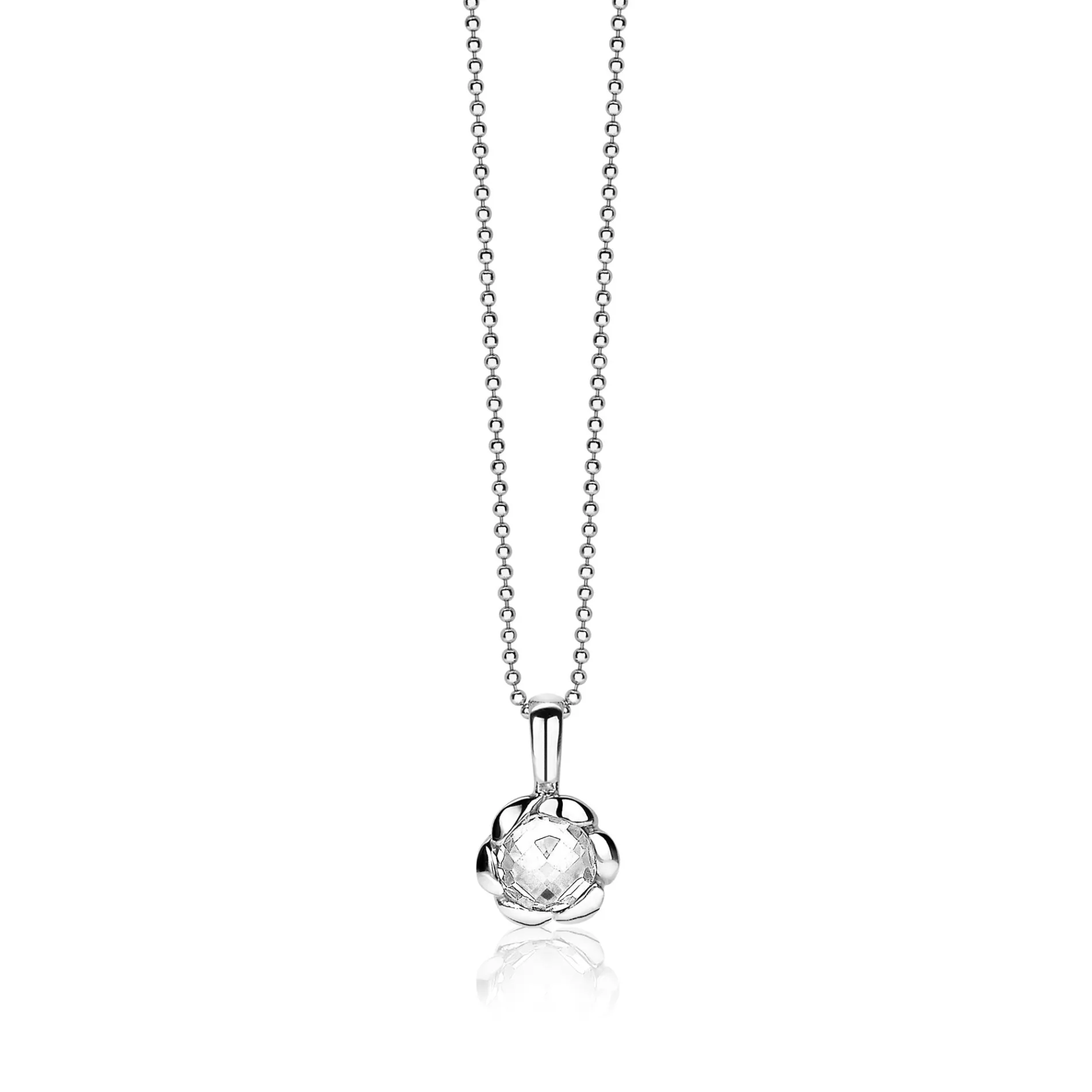 ZINZI zilveren hanger bloem wit ZIH1601 (zonder collier)