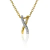 ZINZI zilveren hanger cross-over bicolor met witte zirconia's 15mm ZIH2234 (zonder collier)