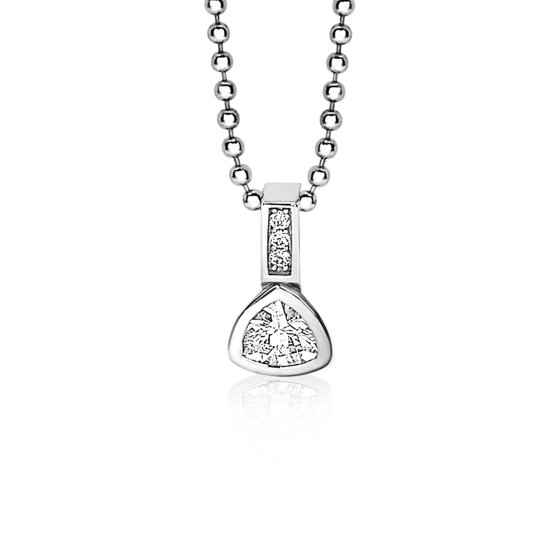 ZINZI zilveren hanger driehoek wit ZIH1663 (zonder collier)