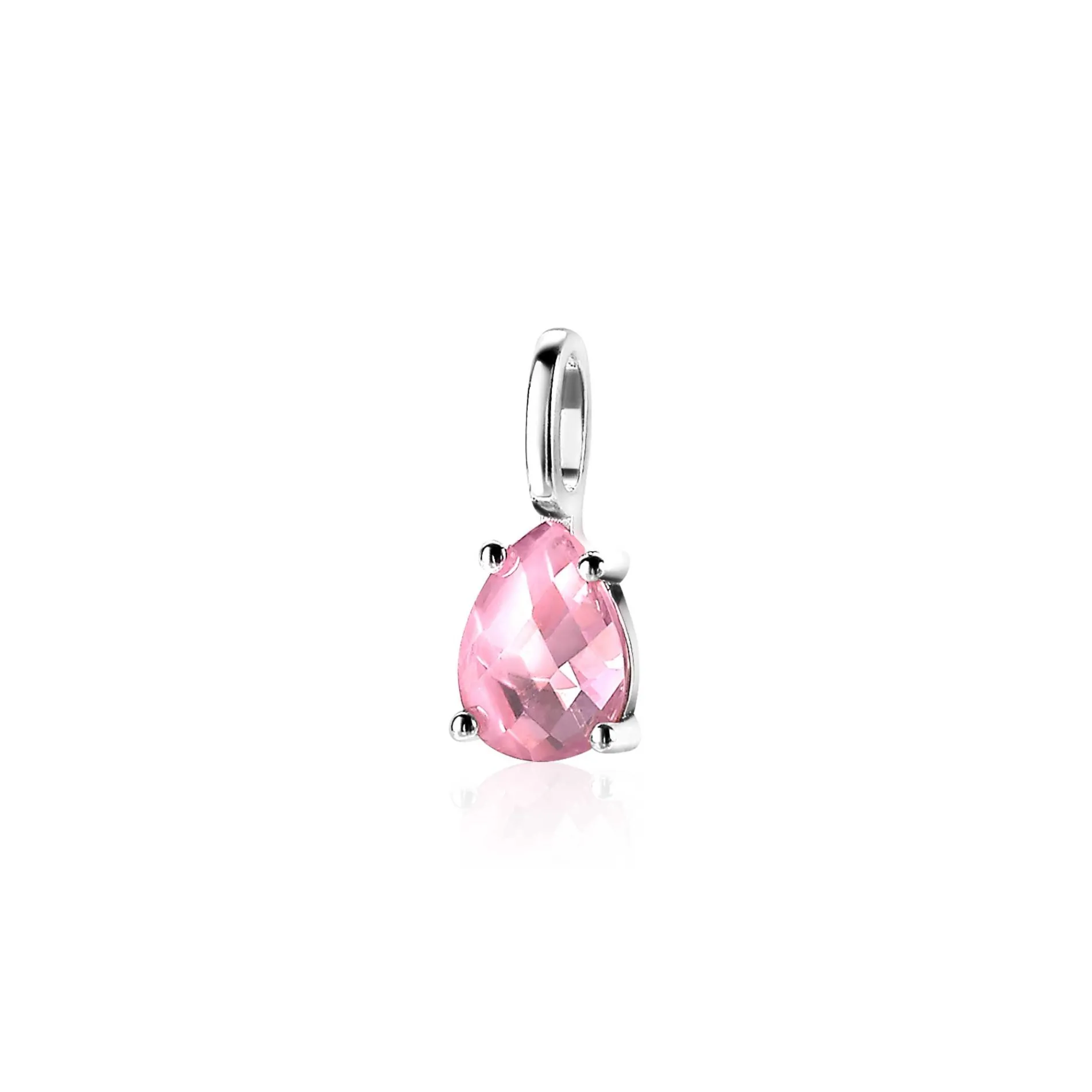 ZINZI zilveren hanger druppelvorm roze ZIH2070R (zonder collier)