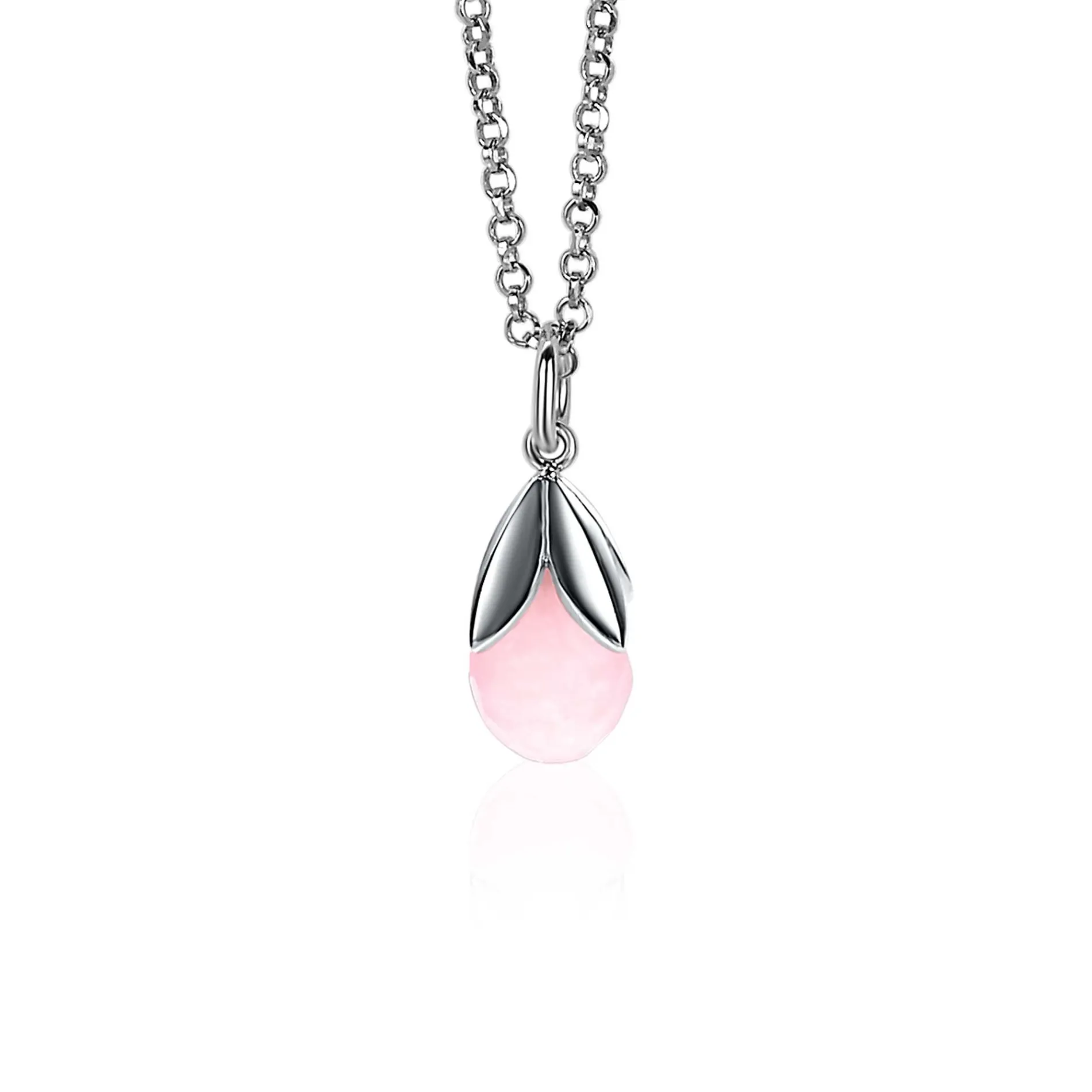 ZINZI zilveren hanger druppel roze ZIH1877R (zonder collier)
