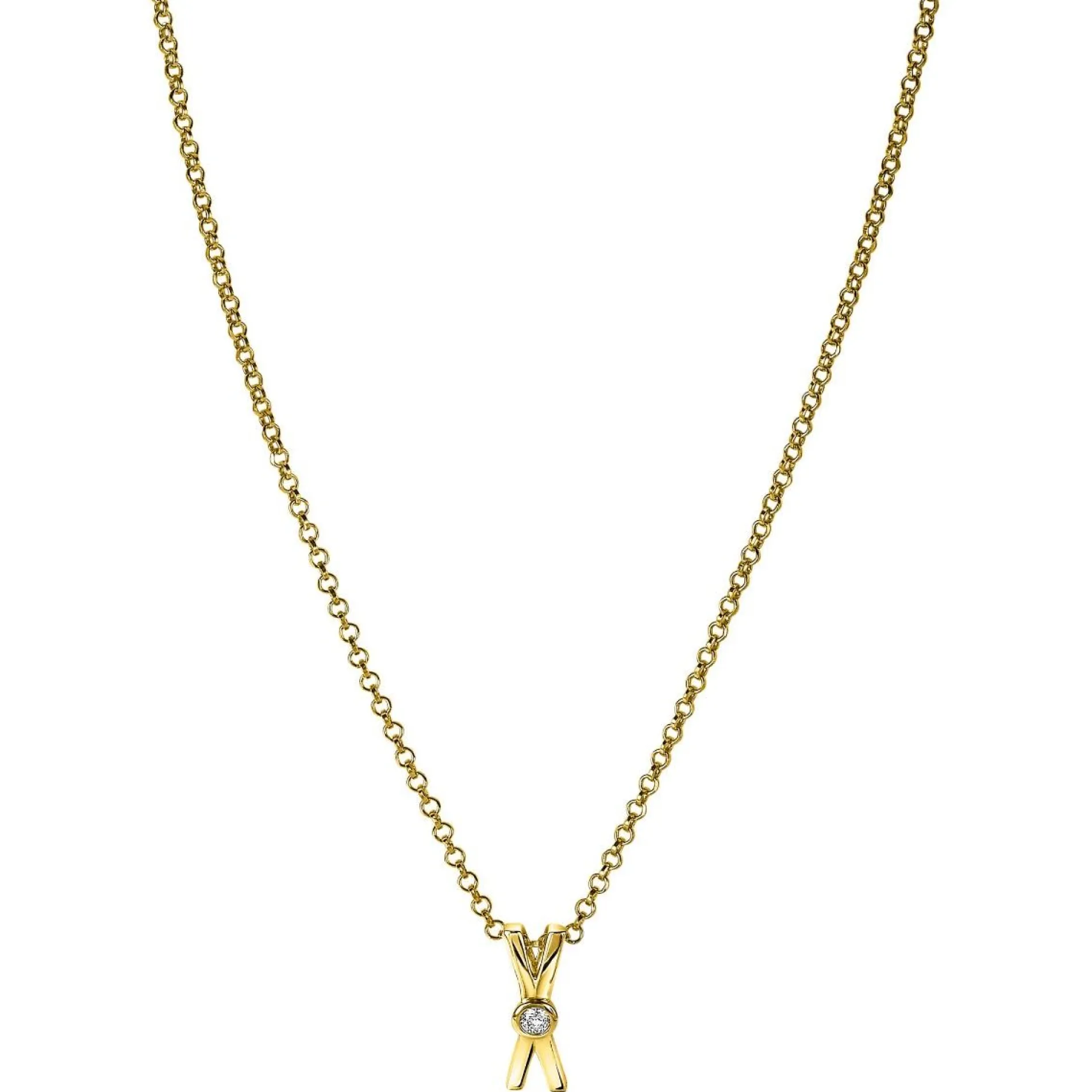 ZINZI zilveren hanger extra 14K geel verguld X-vorm witte zirconia ZIH2194Y (zonder collier)