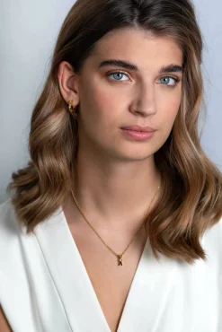 ZINZI zilveren hanger extra 14K geel verguld X-vorm witte zirconia ZIH2194Y (zonder collier)