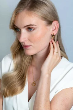 ZINZI zilveren hanger extra 14K geel verguld rond met touweffect 19mm ZIH2246G (zonder collier)