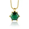 ZINZI zilveren hanger extra 14K geel verguld met zeshoekige groene kleursteen 15mm ZIH2259G (zonder collier)