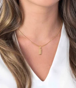 ZINZI zilveren hanger geel verguld glad rechthoek ZIH2344G (zonder collier)