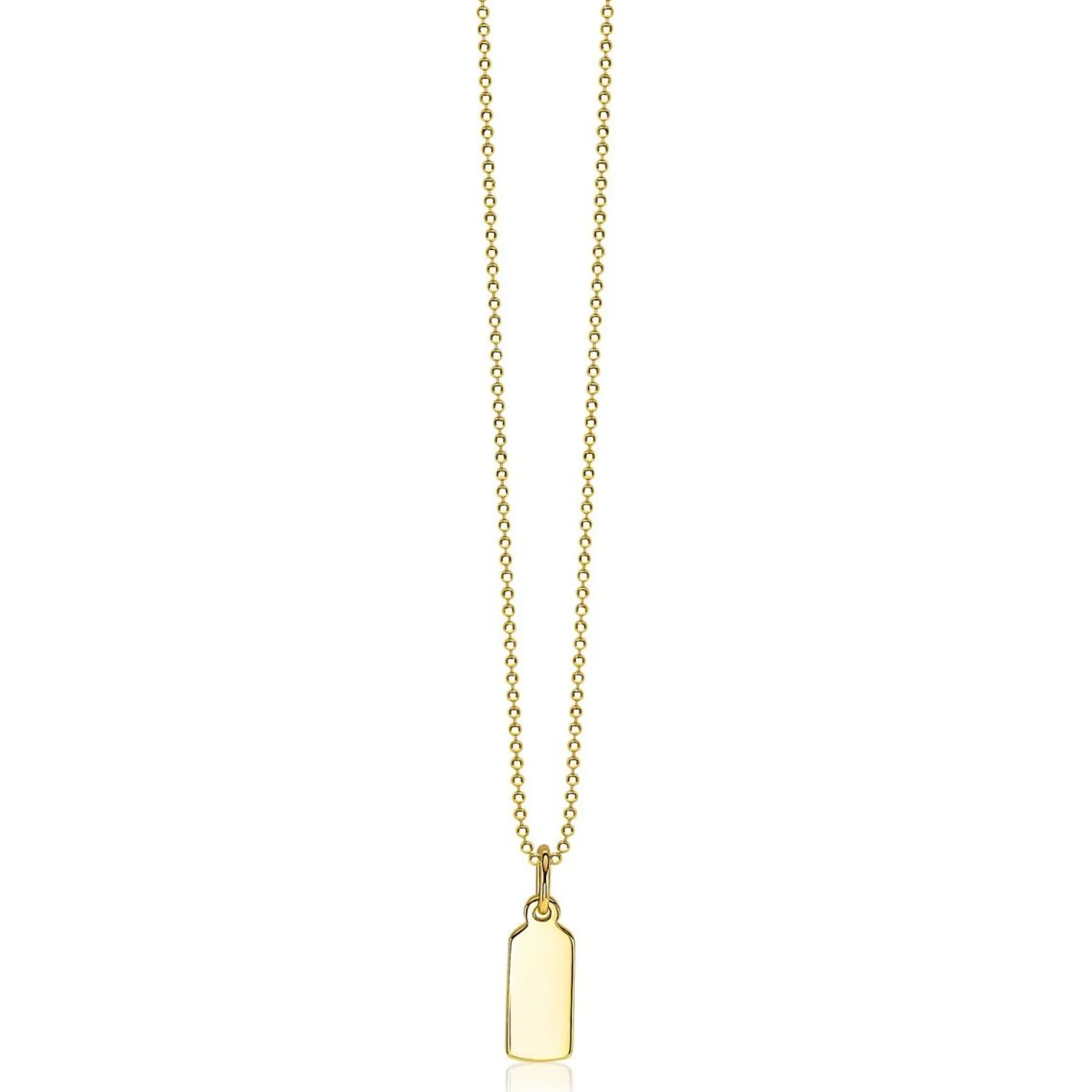 ZINZI zilveren hanger geel verguld glad rechthoek ZIH2344G (zonder collier)