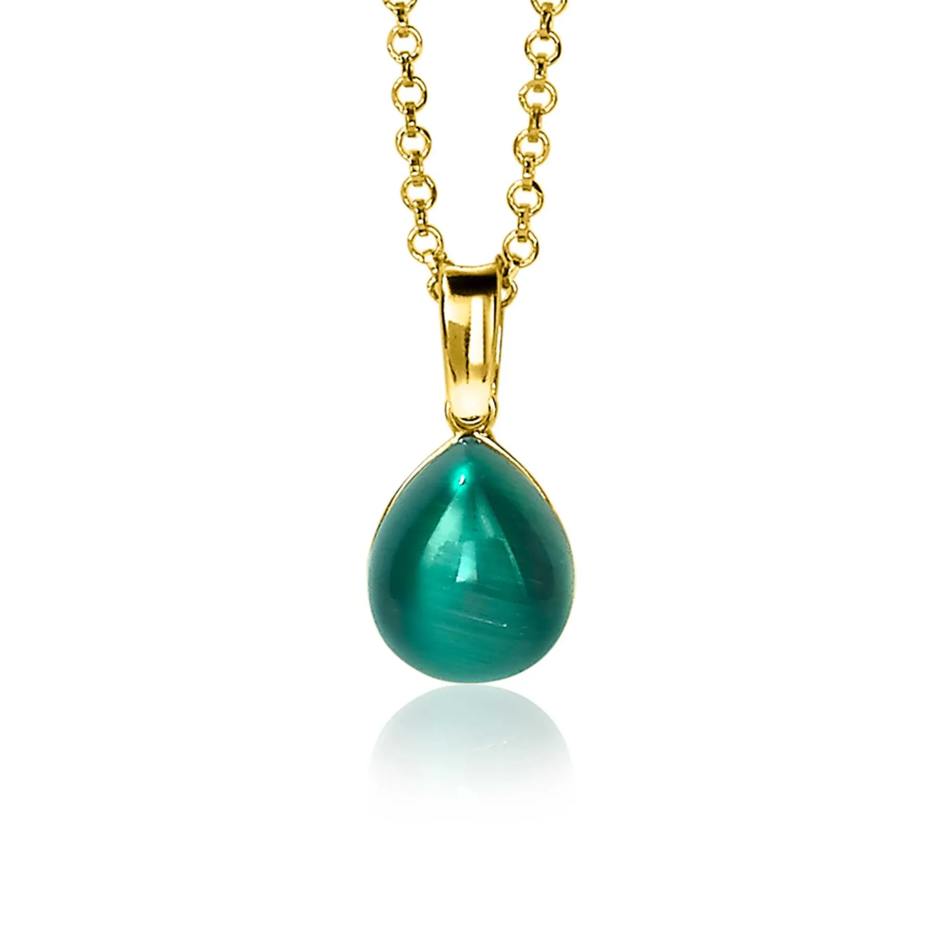 ZINZI zilveren hanger geelverguld groen peervorm 20mm ZIH1934GG (zonder collier)
