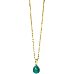 ZINZI zilveren hanger geelverguld groen peervorm 20mm ZIH1934GG (zonder collier)