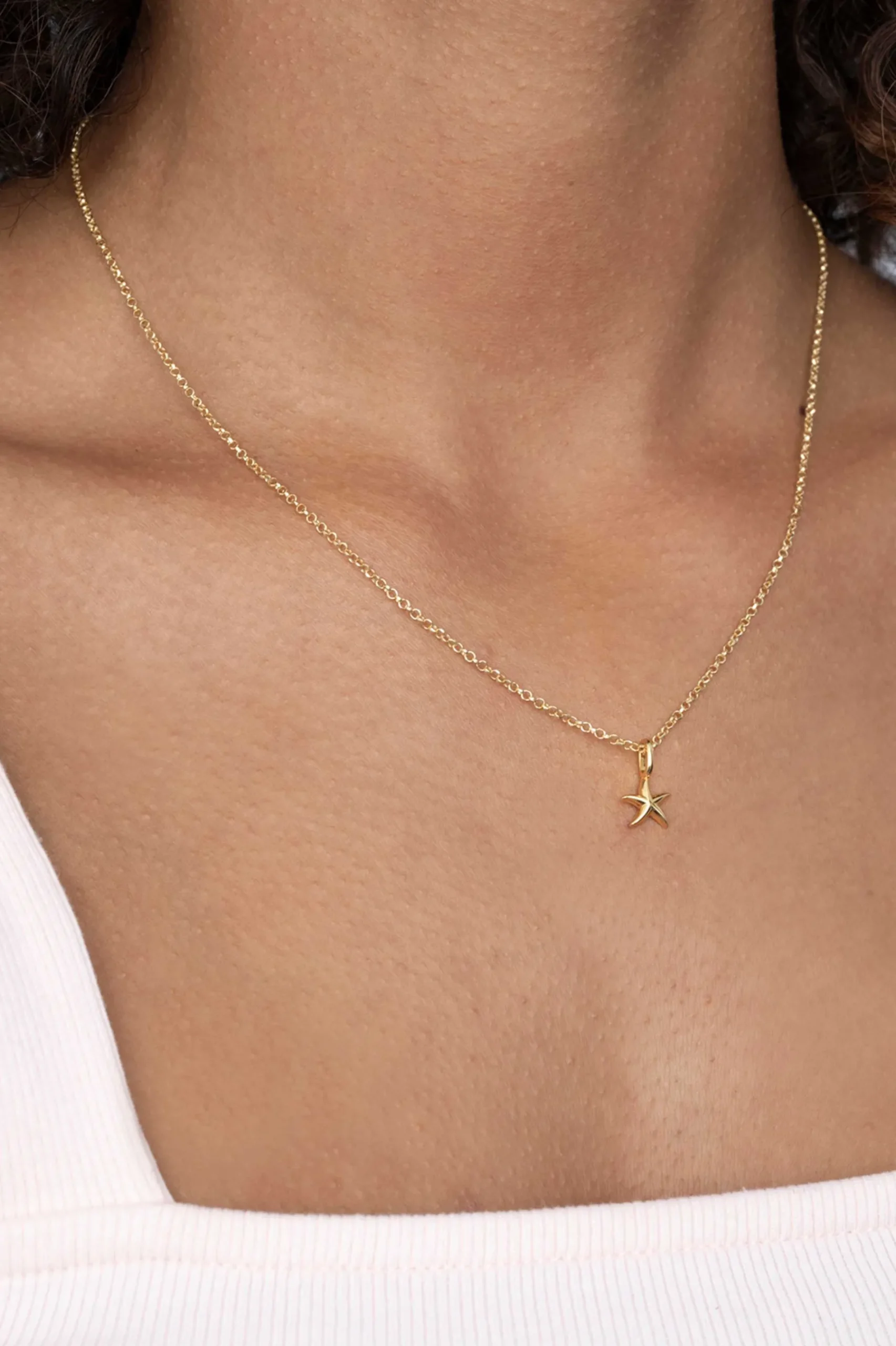 ZINZI zilveren hanger geel verguld zeester ZIH2064G (zonder collier)