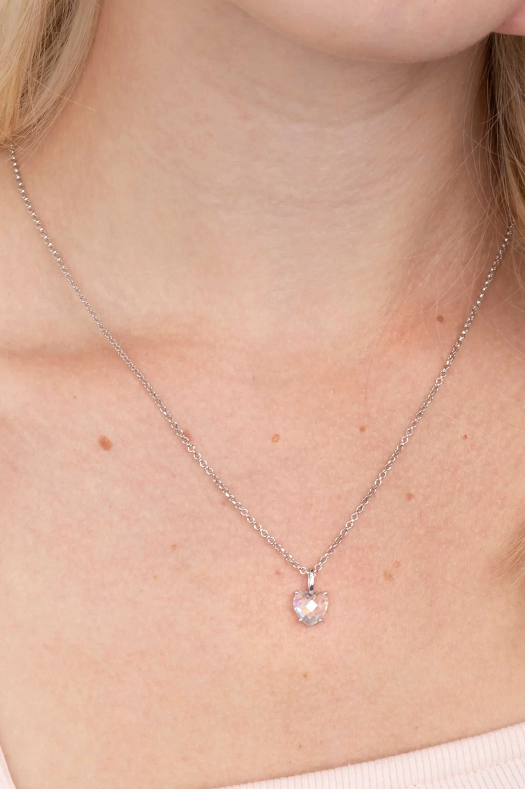 ZINZI zilveren hanger hartje wit ZIH2071 (zonder collier)