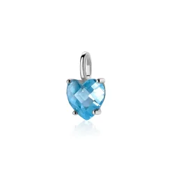 ZINZI zilveren hanger hartje turquoise blauw ZIH2071T (zonder collier)