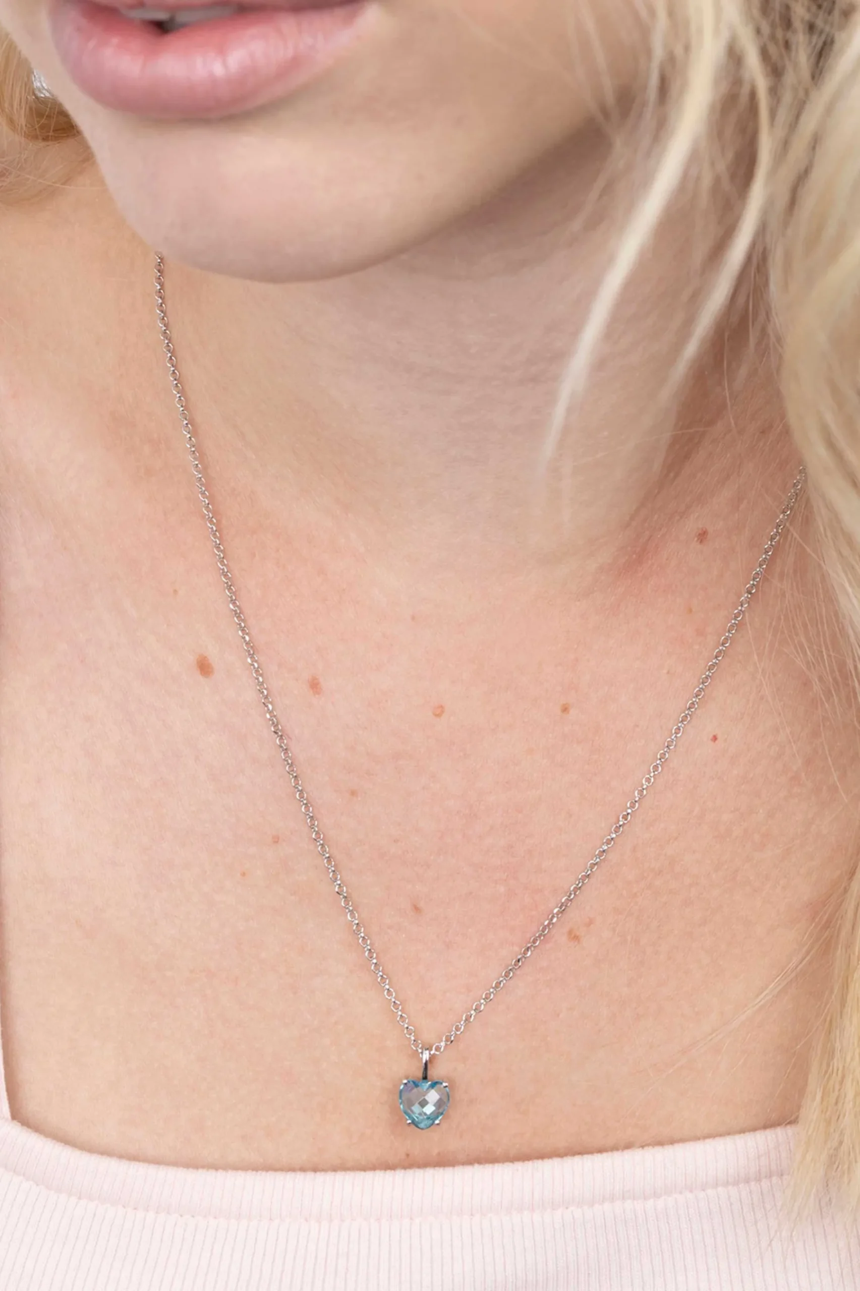 ZINZI zilveren hanger hartje turquoise blauw ZIH2071T (zonder collier)