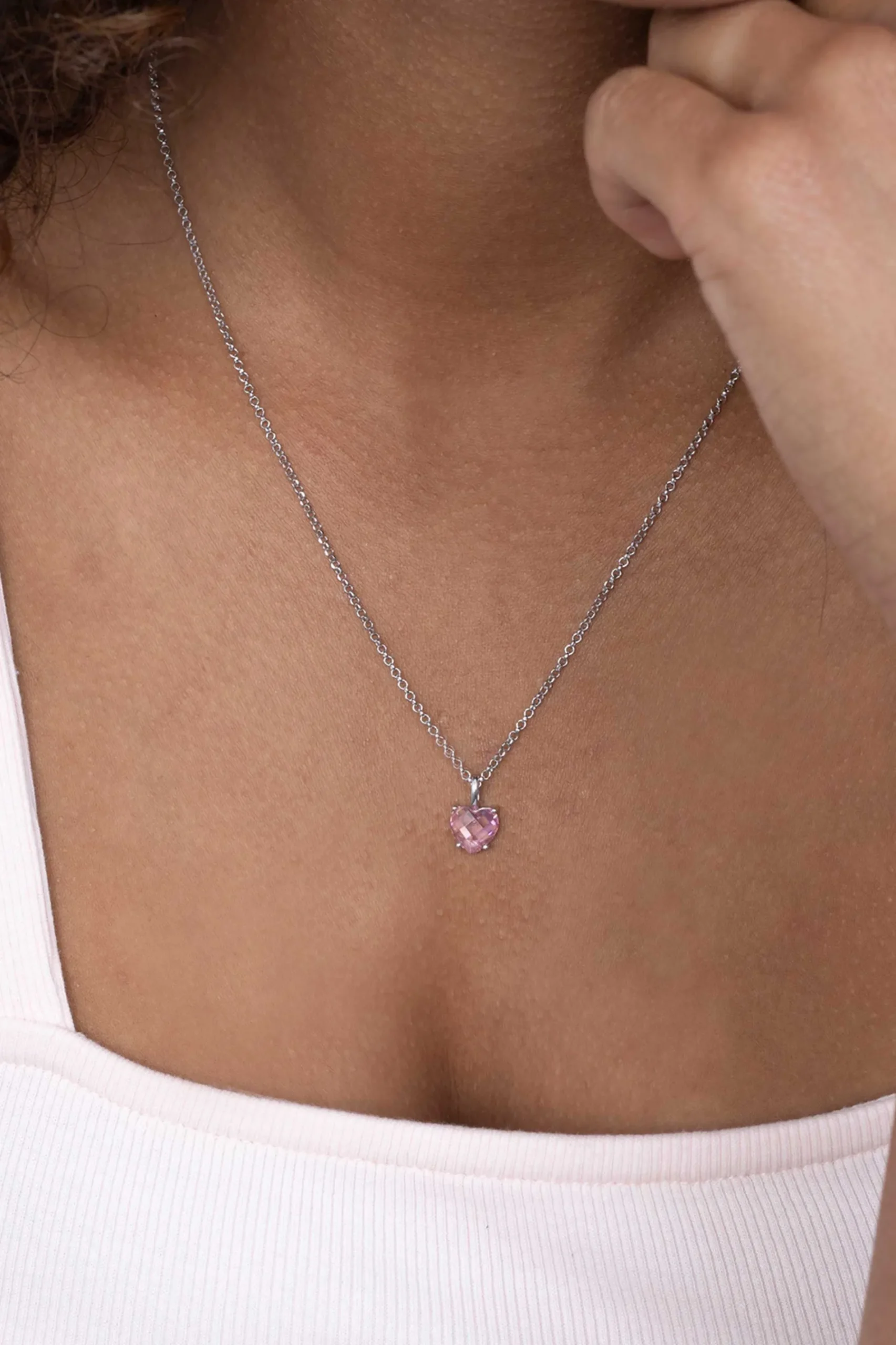 ZINZI zilveren hanger hartje roze ZIH2071R (zonder collier)