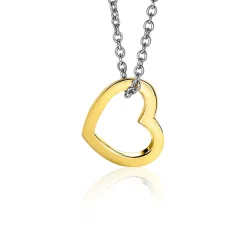 ZINZI zilveren hanger 14K geel verguld 12mm open hart ZIH2197G
