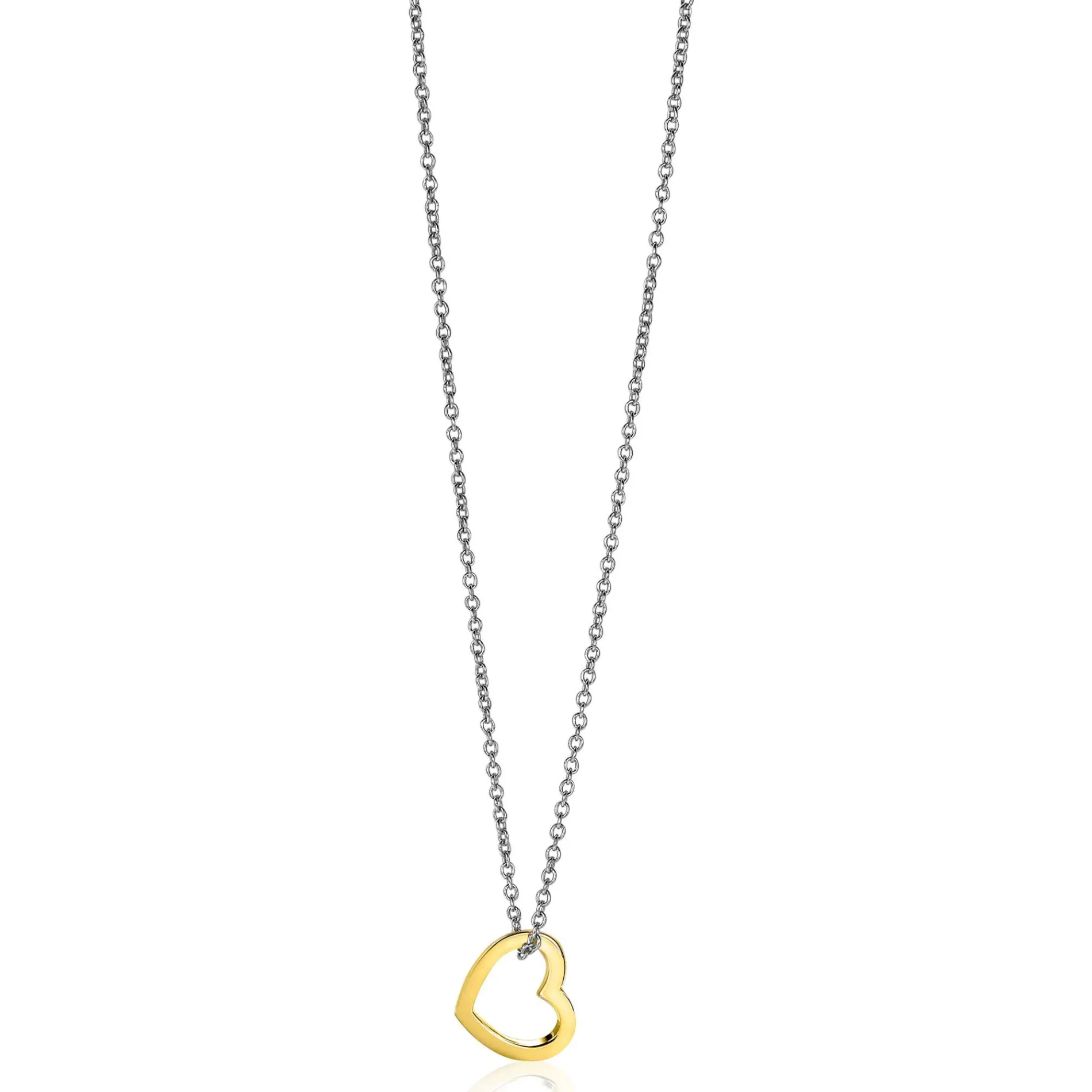 ZINZI zilveren hanger 14K geel verguld 12mm open hart ZIH2197G