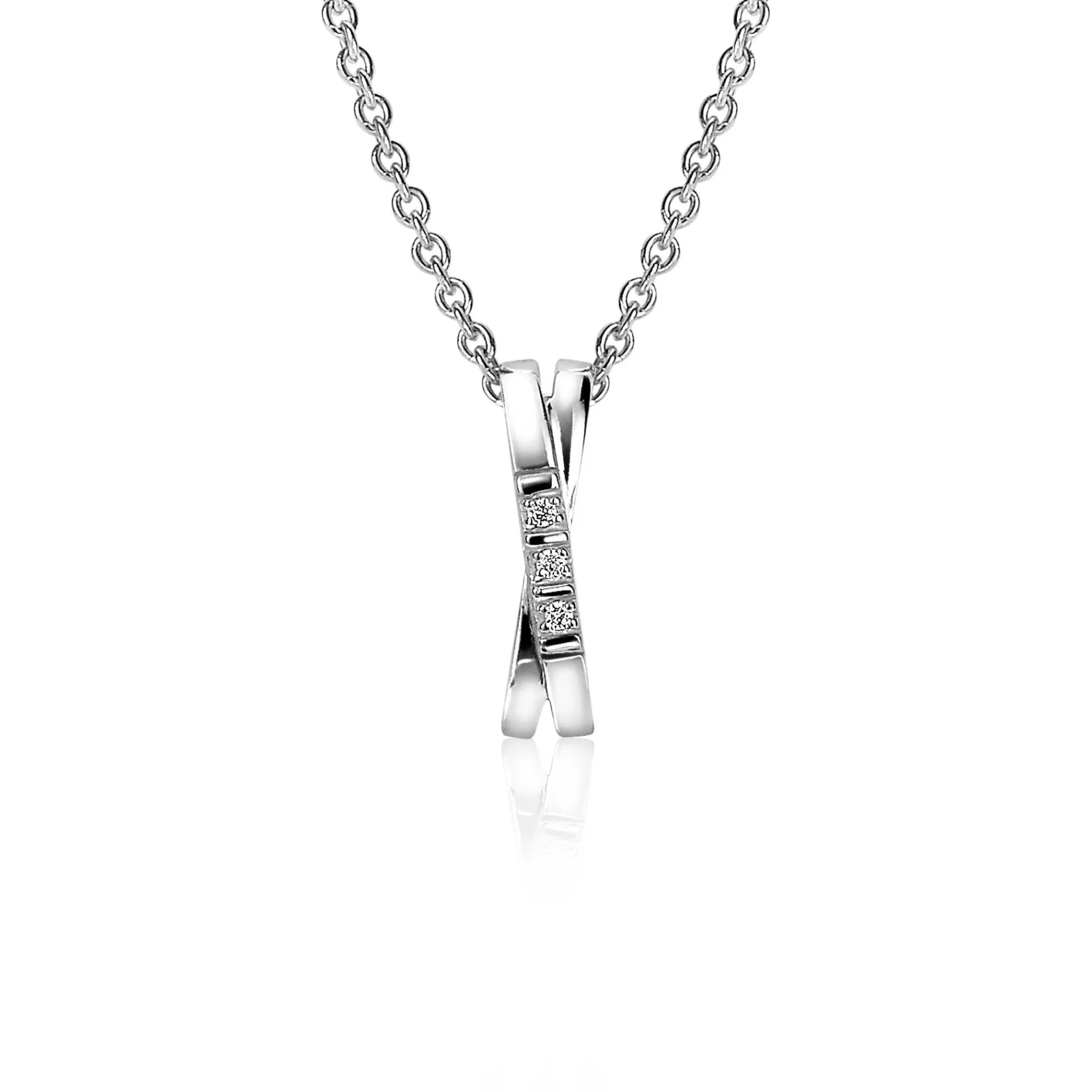 ZINZI zilveren hanger kruislings wit 16mm ZIH2039 (zonder collier)