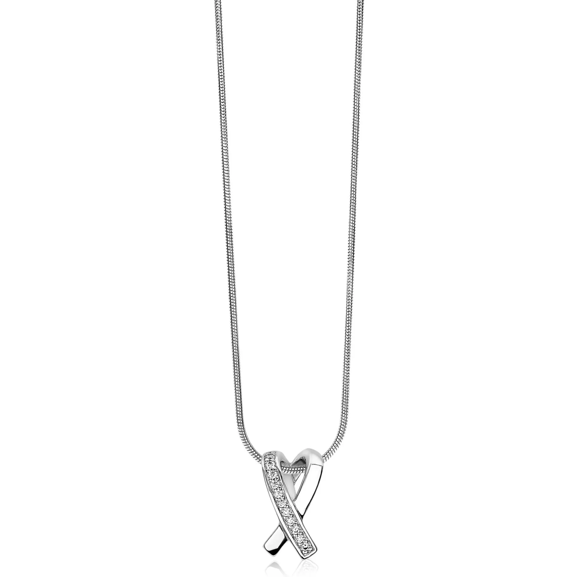 ZINZI zilveren hanger kruislings wit ZIH1625 (zonder collier)