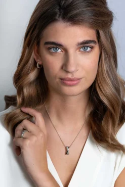 ZINZI zilveren hanger met cross-over design, glad en bolletjes 20mm ZIH2242 (zonder collier)