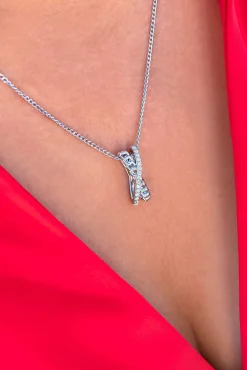 ZINZI zilveren hanger met cross-over design, bezet met witte zirconia's en gourmet schakels 20mm ZIH2326 (zonder collier)
