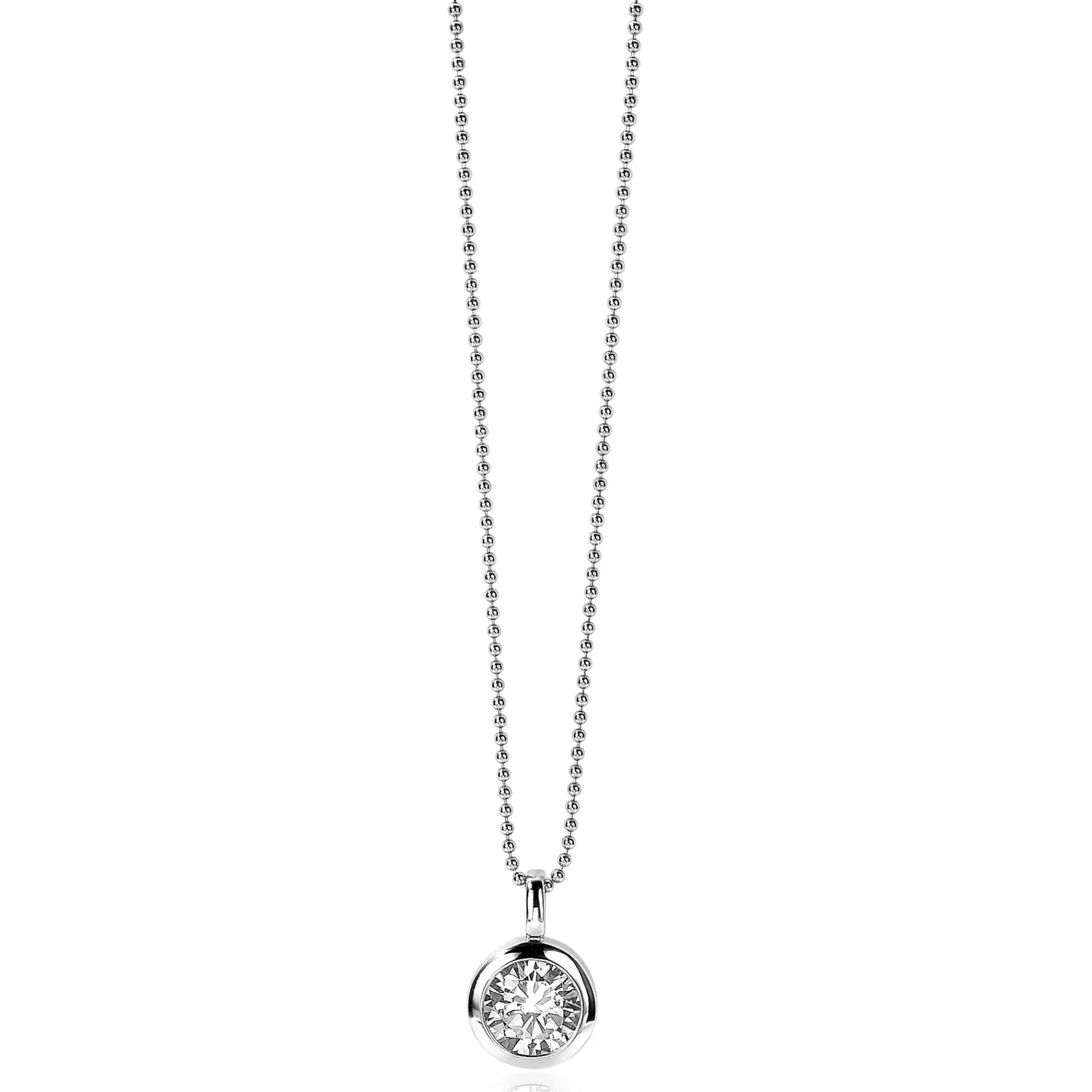 ZINZI zilveren hanger 17mm rond witte zirconia ZIH1 (zonder collier)