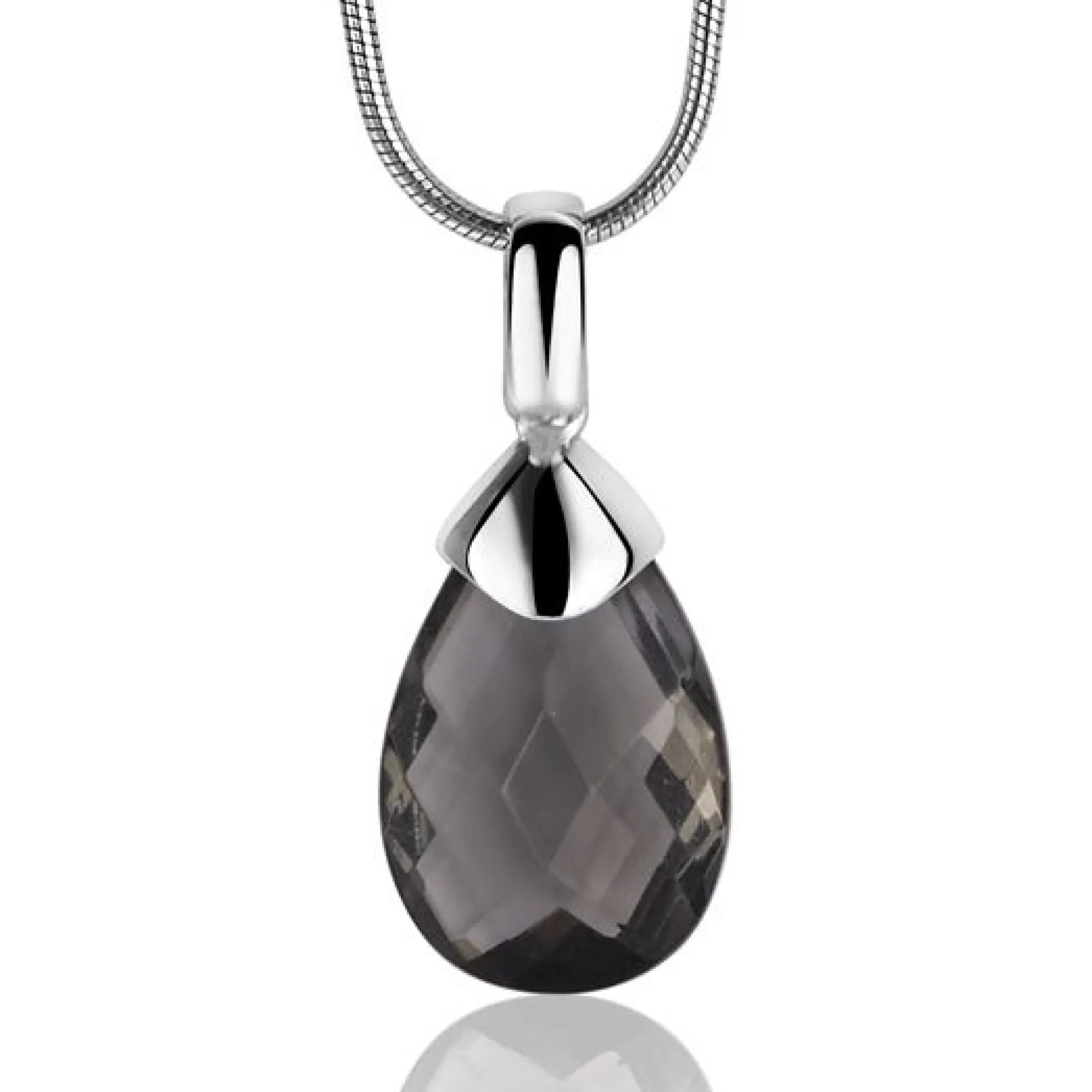 ZINZI zilveren hanger peervorm donkergrijs ZIH1171Z