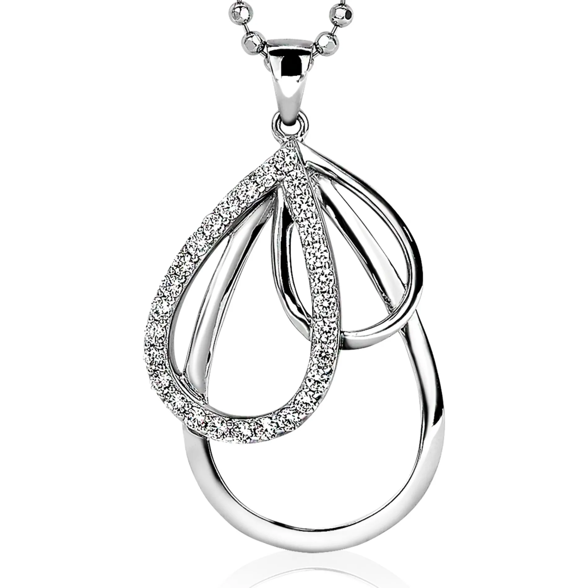 ZINZI zilveren hanger peer wit 40mm ZIH1369 (zonder collier)