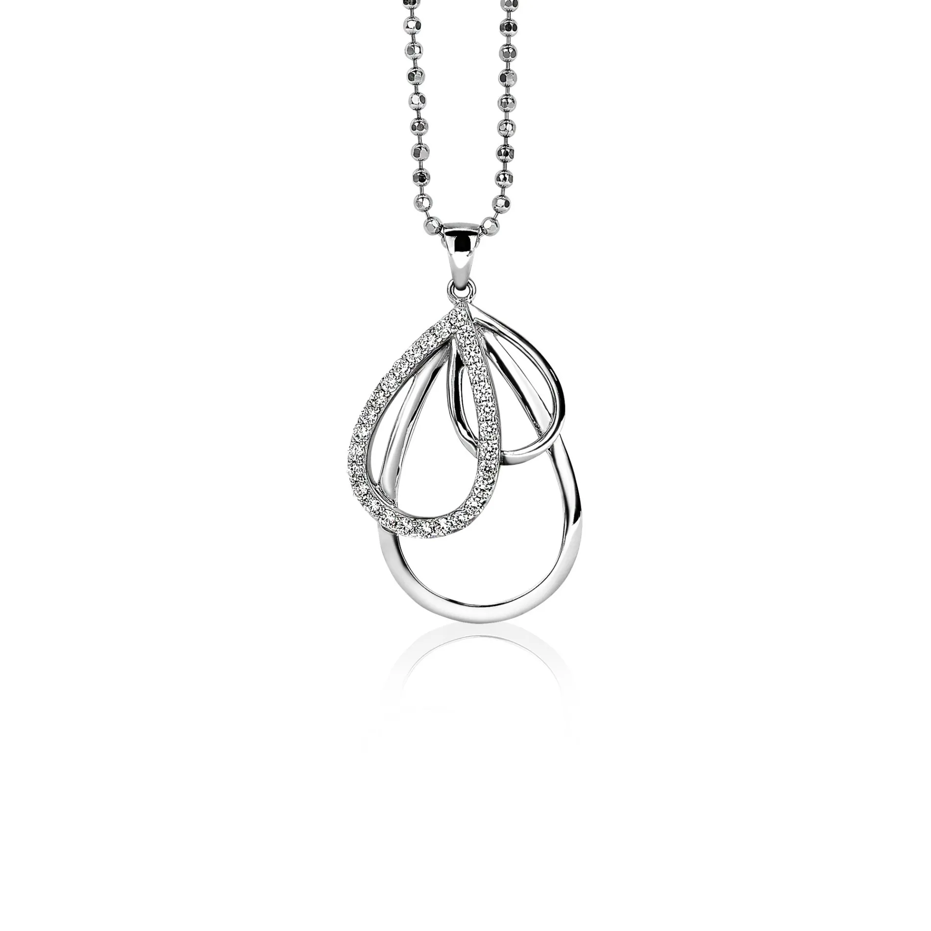 ZINZI zilveren hanger peer wit 40mm ZIH1369 (zonder collier)
