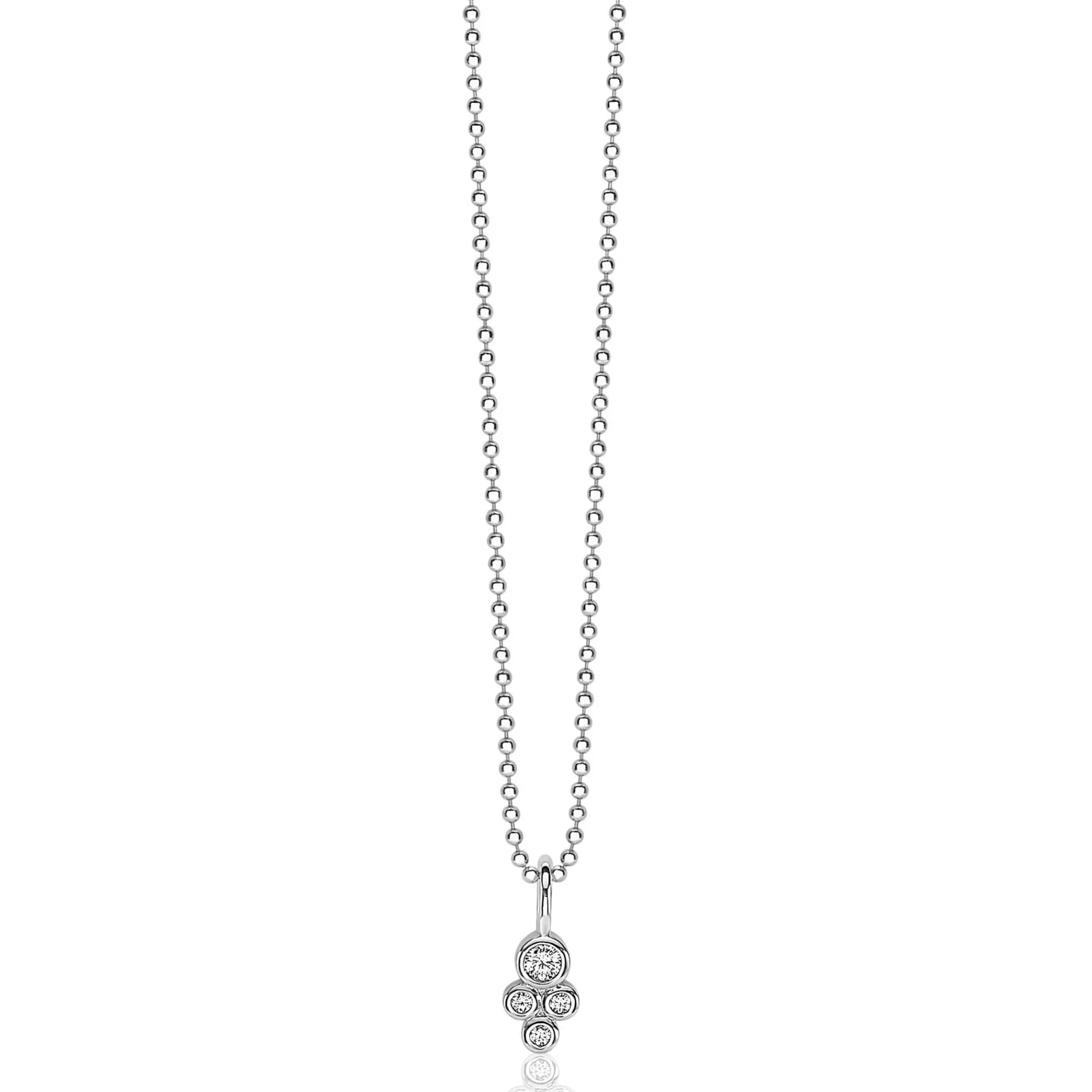 ZINZI zilveren hanger rond wit ZIH1829 (zonder collier)