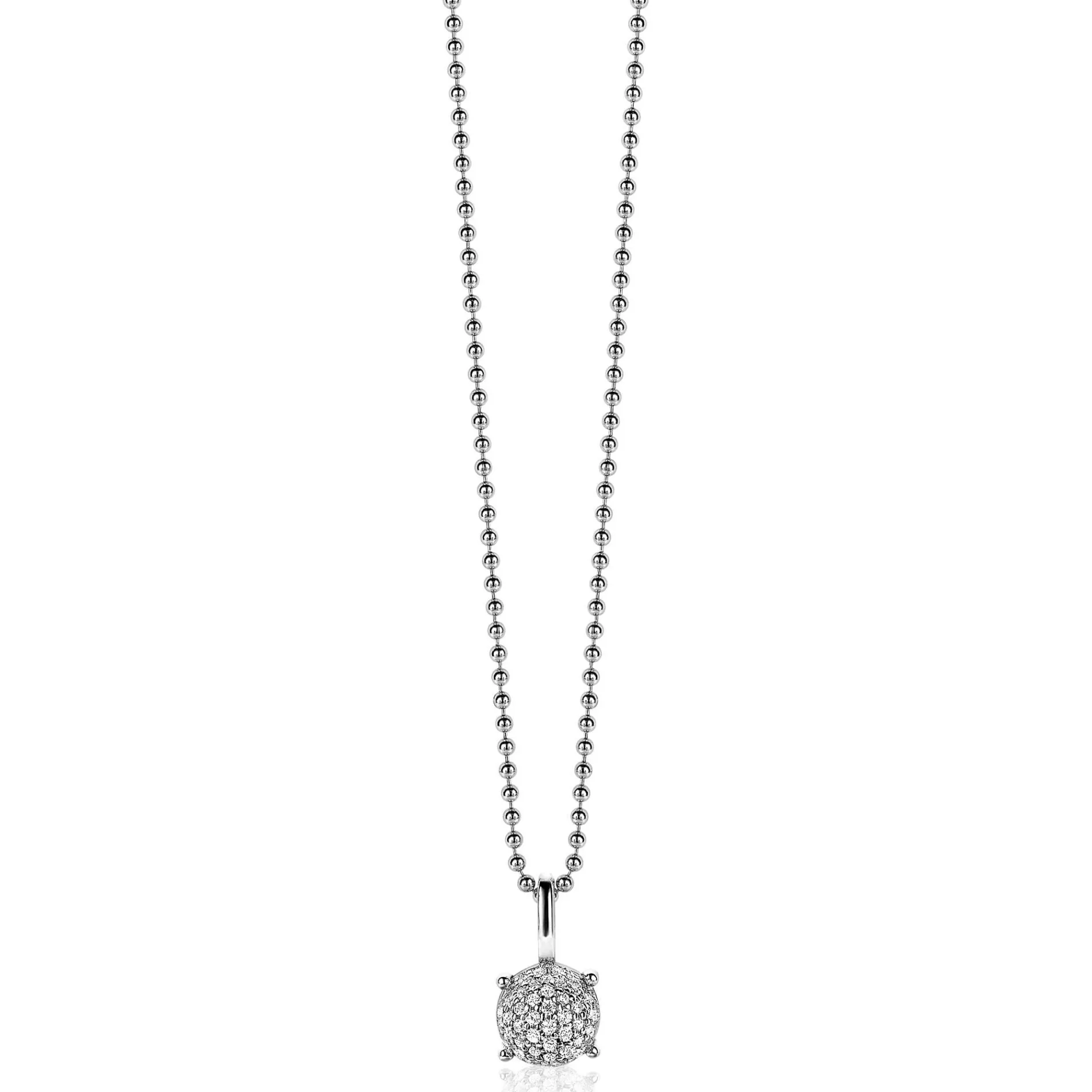 ZINZI zilveren hanger rond wit ZIH2074 (zonder collier)