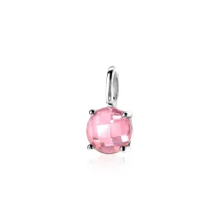ZINZI zilveren hanger rond roze ZIH2072R (zonder collier)