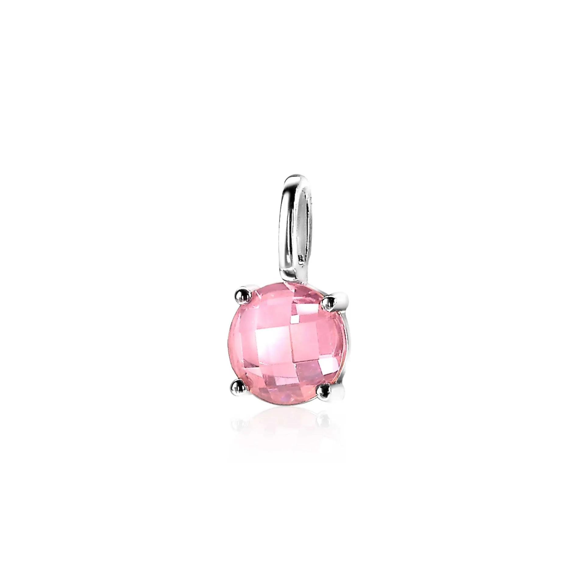 ZINZI zilveren hanger rond roze ZIH2072R (zonder collier)