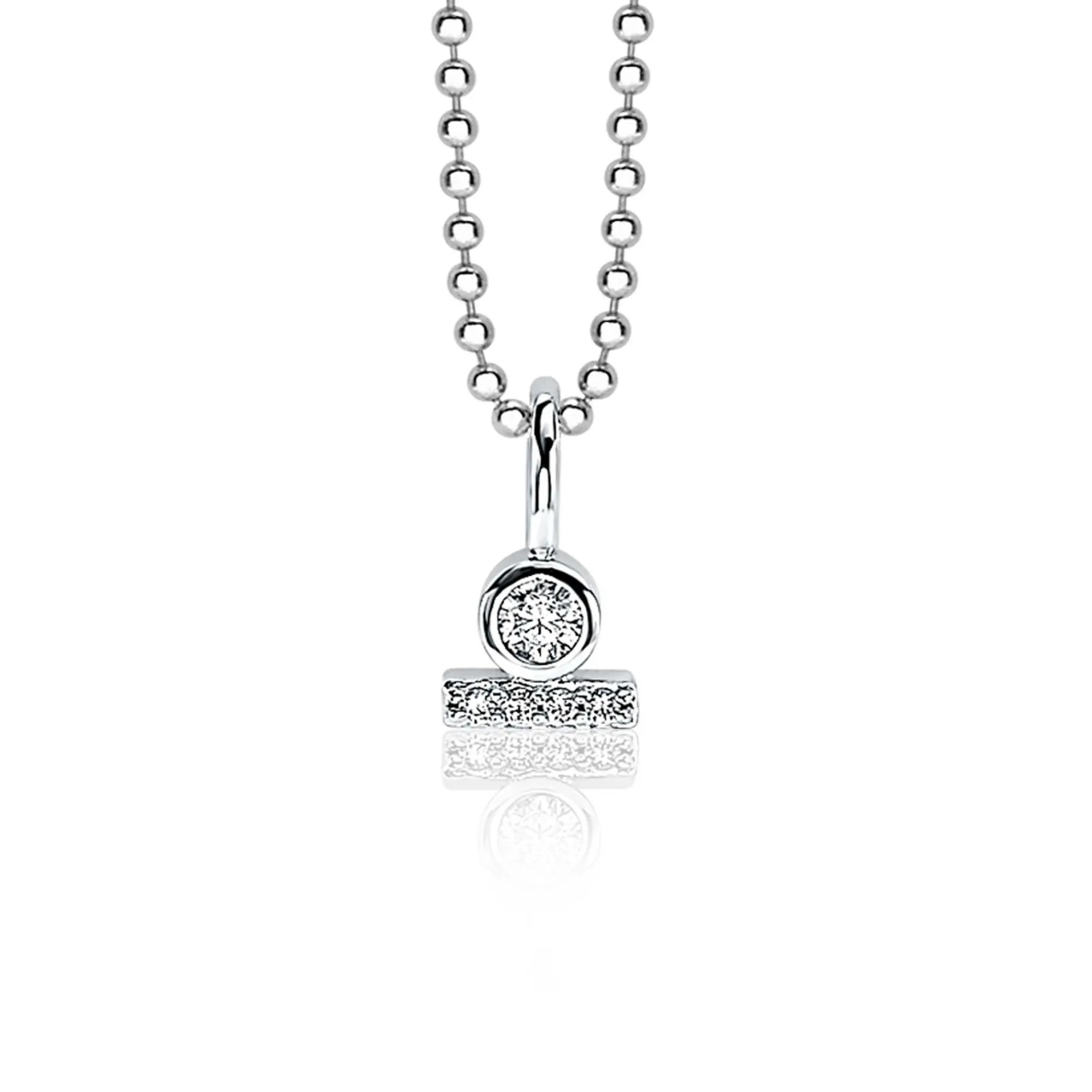 ZINZI zilveren hanger rond staafje wit ZIH1822 (zonder collier)