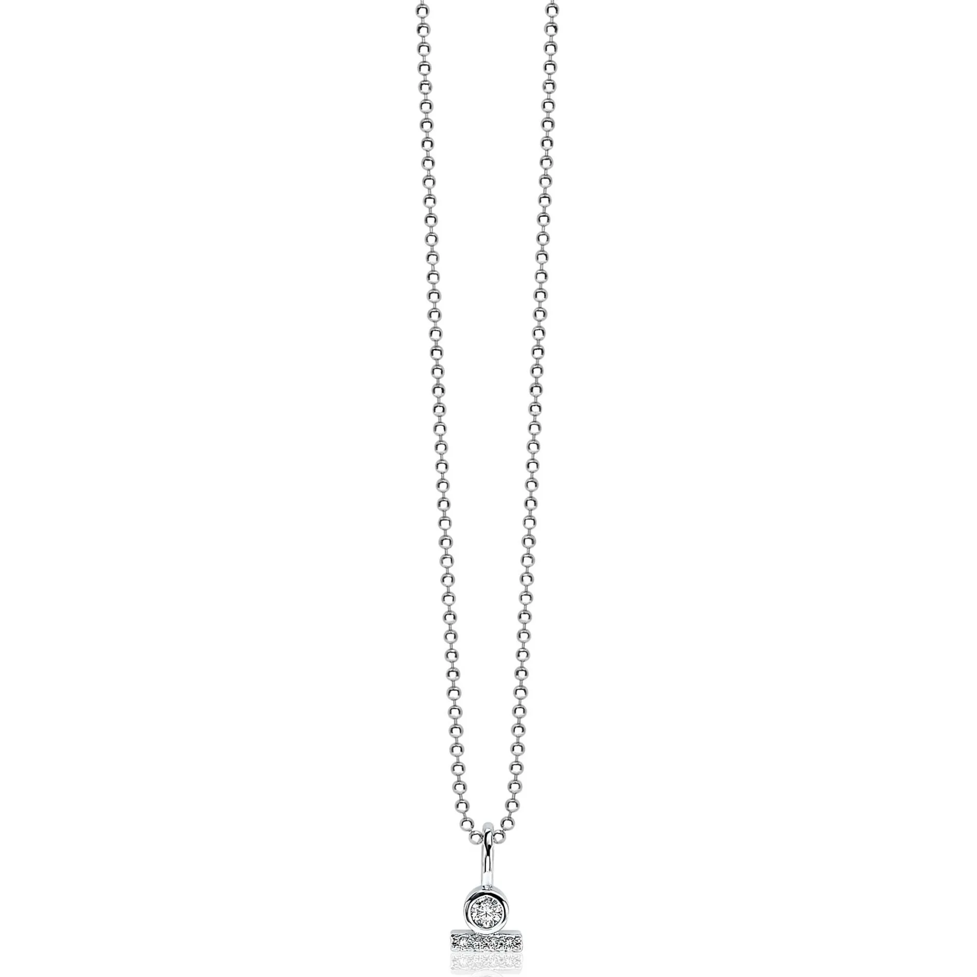 ZINZI zilveren hanger rond staafje wit ZIH1822 (zonder collier)