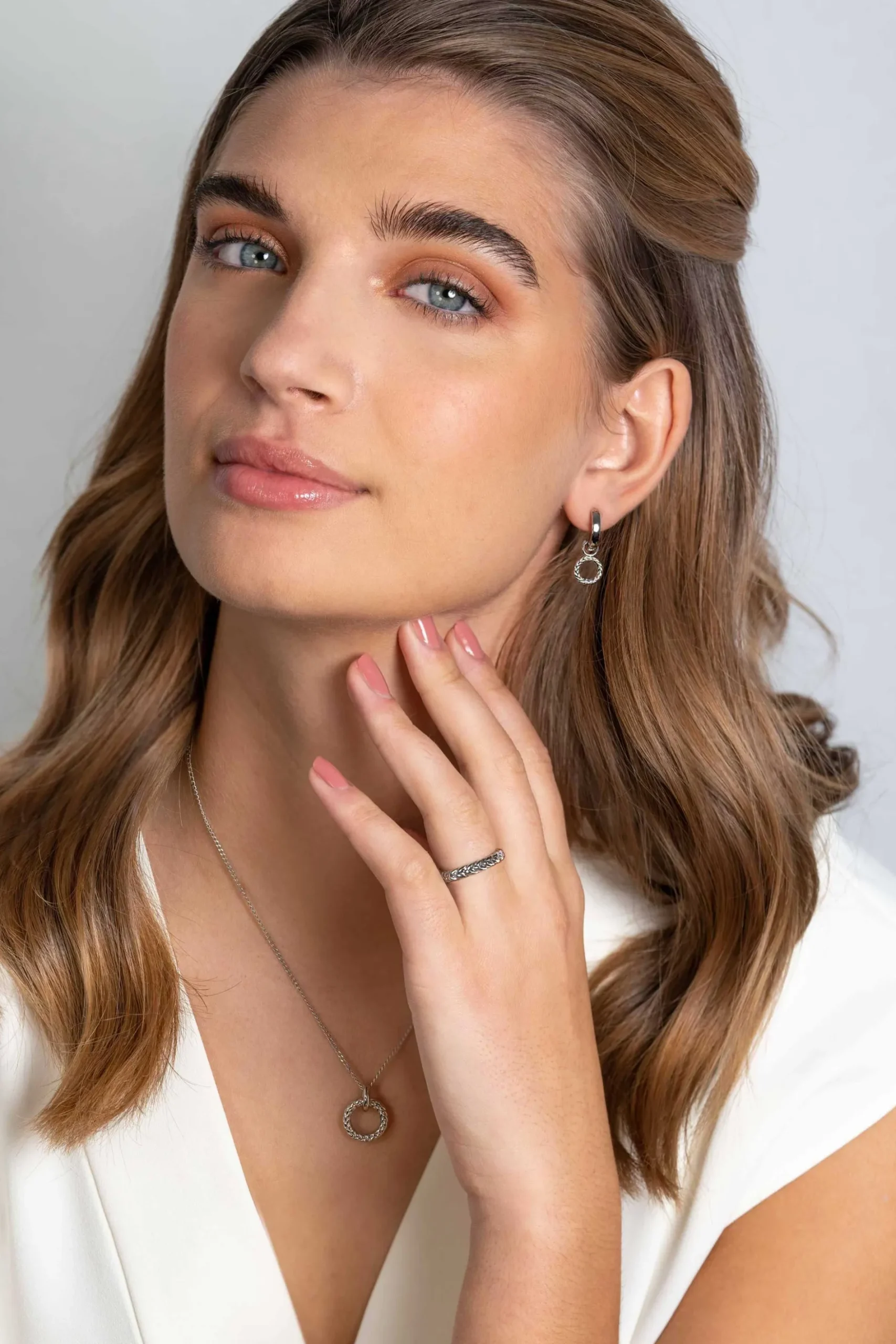 ZINZI zilveren hanger rond met touweffect 19mm ZIH2246 (zonder collier)