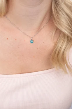 ZINZI zilveren hanger rond turquoise blauw ZIH2072T (zonder collier)