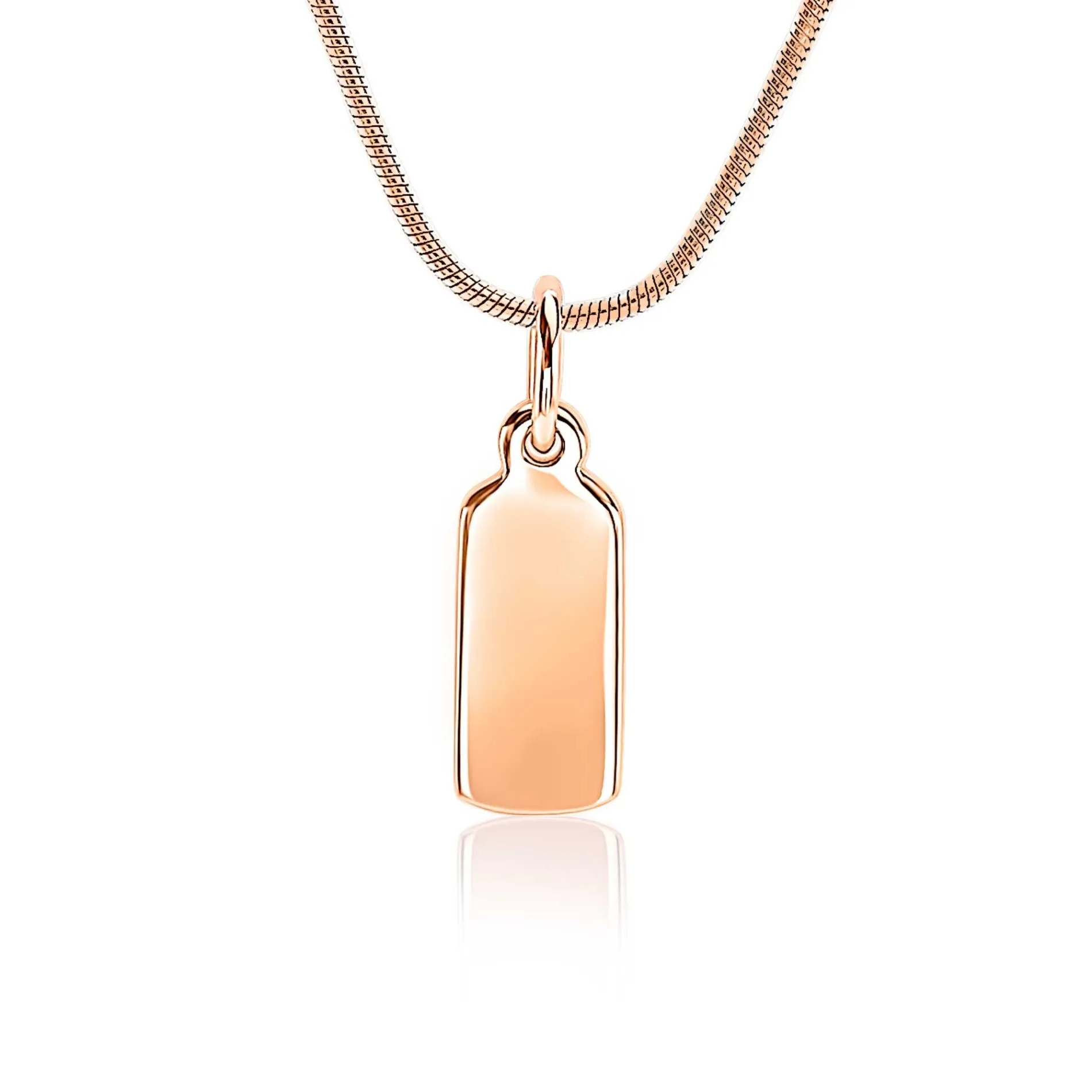 ZINZI zilveren hanger rosé verguld glad rechthoek ZIH1827R (zonder collier)