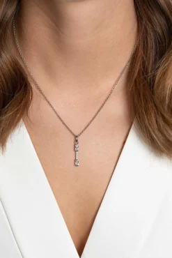 ZINZI zilveren hanger staafje 28mm met witte zirconia's ZIH2077 (zonder collier)