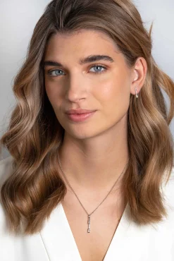 ZINZI zilveren hanger staafje 28mm met witte zirconia's ZIH2077 (zonder collier)