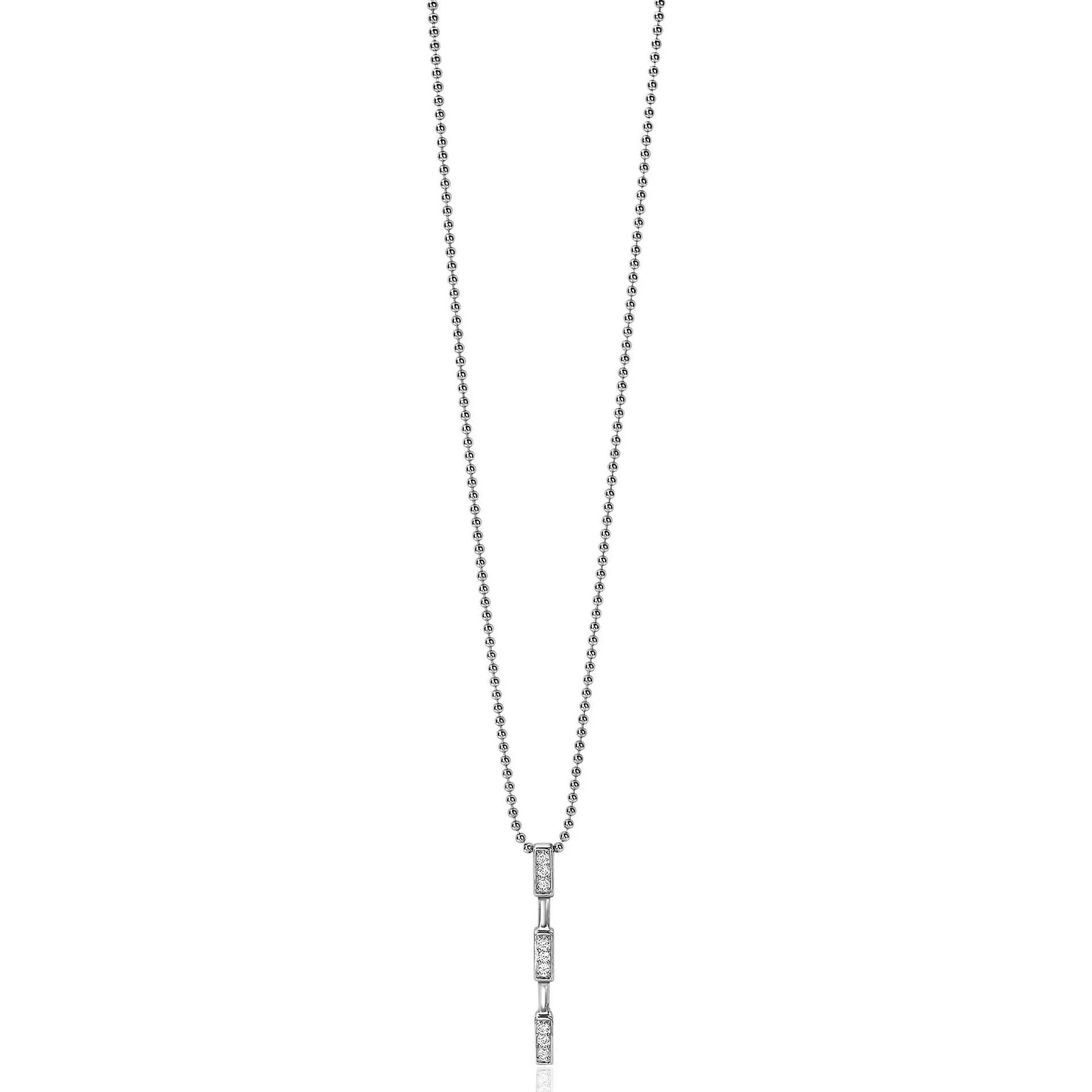 ZINZI zilveren hanger staafje 26mm witte zirconia's ZIH1958 (zonder collier)