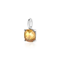 ZINZI zilveren hanger vierkant geel ZIH2073G (zonder collier)
